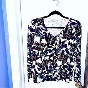 TALBOTS  JEWEL TONE PAISLEY SWEATER🍀